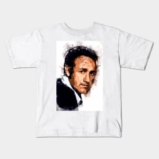 Gene Hackman Actor Portrait ✪ A Tribute to a LEGEND ✪ Abstract Watercolor Kids T-Shirt